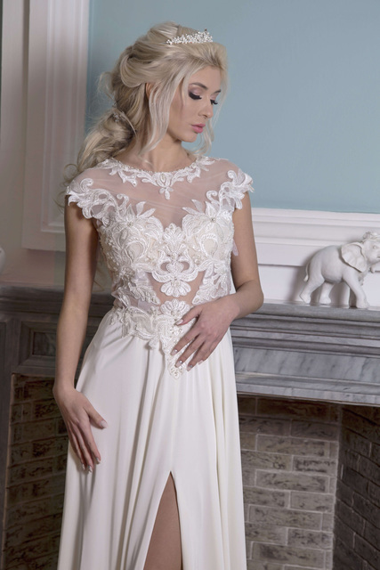 Свадебное платье Саффана. Силуэт А-силуэт. Цвет Белый / Молочный. Вид 4