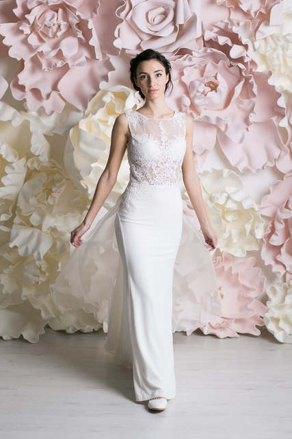 Свадебное платье Селестина. Силуэт Рыбка. Цвет Белый / Молочный. Вид 3