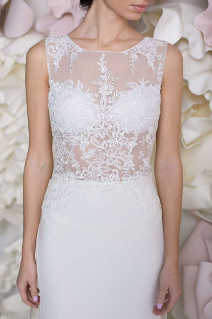 Свадебное платье Селестина. Силуэт Рыбка. Цвет Белый / Молочный. Вид 4