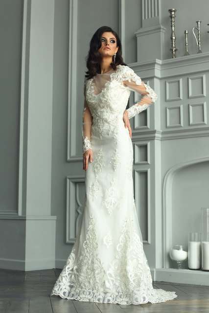 Свадебное платье Эгнейс. Силуэт Рыбка. Цвет Белый / Молочный. Вид 2