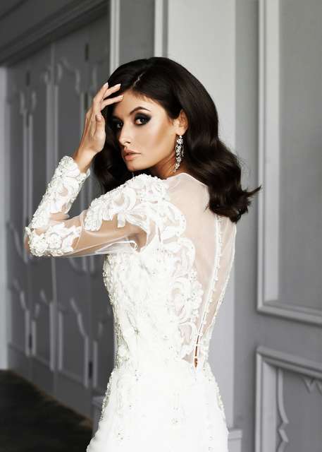 Свадебное платье Эгнейс. Силуэт Рыбка. Цвет Белый / Молочный. Вид 6