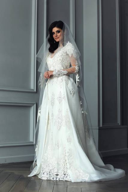 Свадебное платье Эгнейс. Силуэт Рыбка. Цвет Белый / Молочный. Вид 7