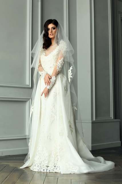 Свадебное платье Эгнейс. Силуэт Рыбка. Цвет Белый / Молочный. Вид 8