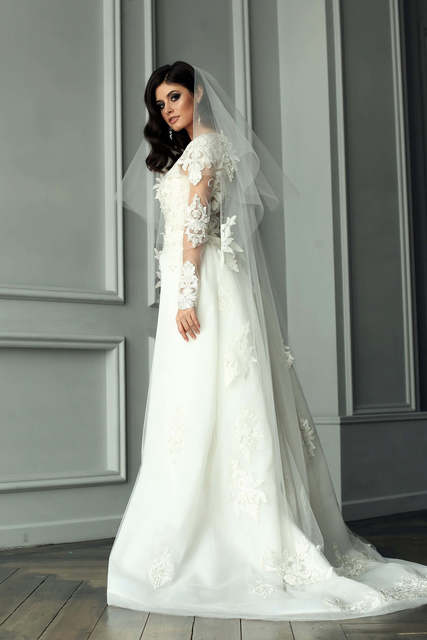 Свадебное платье Эгнейс. Силуэт Рыбка. Цвет Белый / Молочный. Вид 9