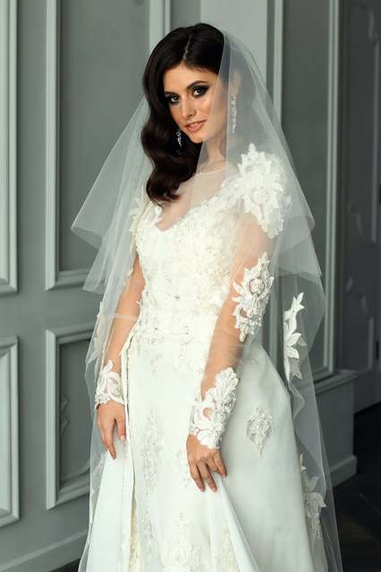 Свадебное платье Эгнейс. Силуэт Рыбка. Цвет Белый / Молочный. Вид 10