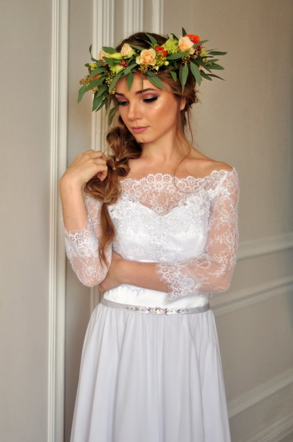 Свадебное платье Элли. Силуэт Прямое. Цвет Белый / Молочный. Вид 2