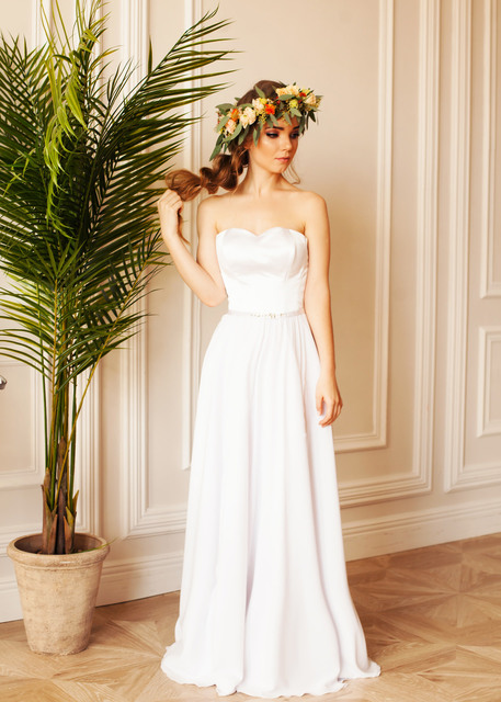 Свадебное платье Элли. Силуэт Прямое. Цвет Белый / Молочный. Вид 3