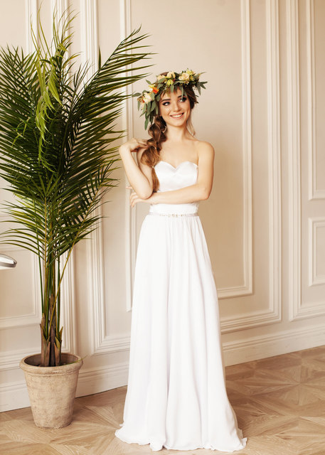 Свадебное платье Элли. Силуэт Прямое. Цвет Белый / Молочный. Вид 4