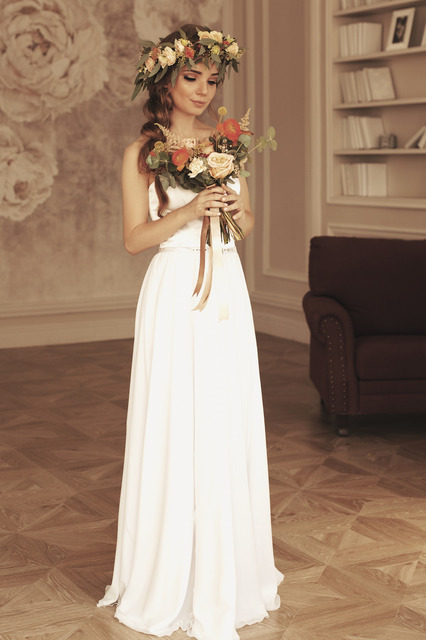 Свадебное платье Элли. Силуэт Прямое. Цвет Белый / Молочный. Вид 6