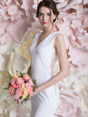 Свадебное платье Бернадет. Силуэт Прямое. Цвет Белый / Молочный. Вид 2