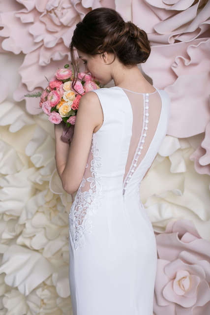 Свадебное платье Бернадет. Силуэт Прямое. Цвет Белый / Молочный. Вид 3