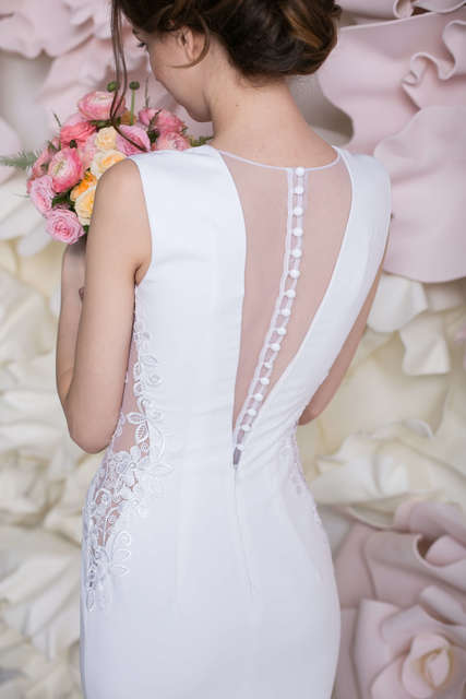 Свадебное платье Бернадет. Силуэт Прямое. Цвет Белый / Молочный. Вид 5