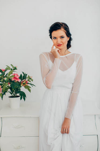 Свадебное платье Вероник. Силуэт Прямое. Цвет Белый / Молочный. Вид 5