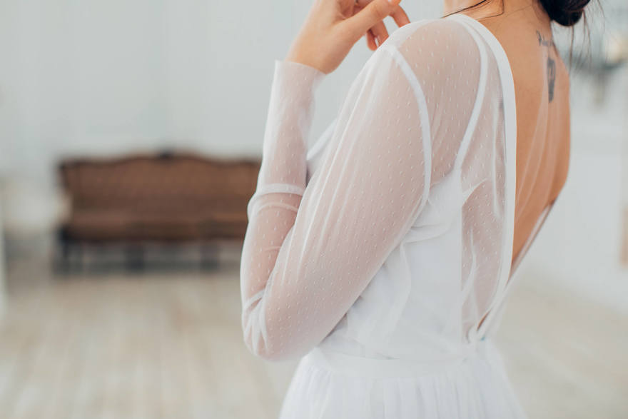 Свадебное платье Вероник. Силуэт Прямое. Цвет Белый / Молочный. Вид 8