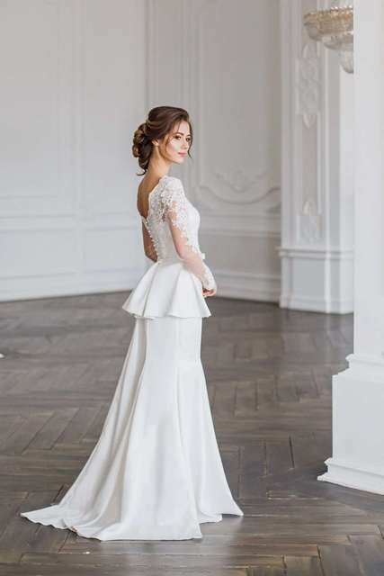 Сведебное платье Веста. Силуэт А-силуэт. Цвет Белый / Молочный. Вид 2