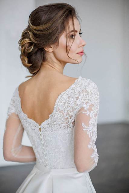 Сведебное платье Веста. Силуэт А-силуэт. Цвет Белый / Молочный. Вид 3