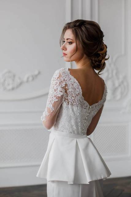 Сведебное платье Веста. Силуэт А-силуэт. Цвет Белый / Молочный. Вид 4