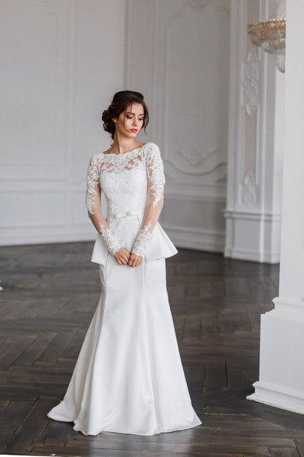 Сведебное платье Веста. Силуэт А-силуэт. Цвет Белый / Молочный. Вид 6