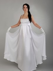 Свадебное платье 043. Силуэт А-силуэт. Цвет Белый / Молочный. Вид 1