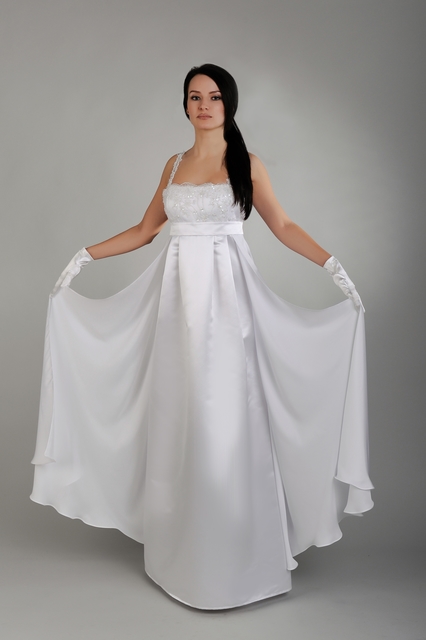 Свадебное платье 043. Силуэт А-силуэт. Цвет Белый / Молочный. Вид 1