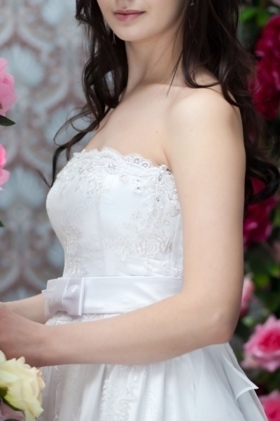 Свадебное платье 081. Силуэт А-силуэт. Цвет Белый / Молочный. Вид 3