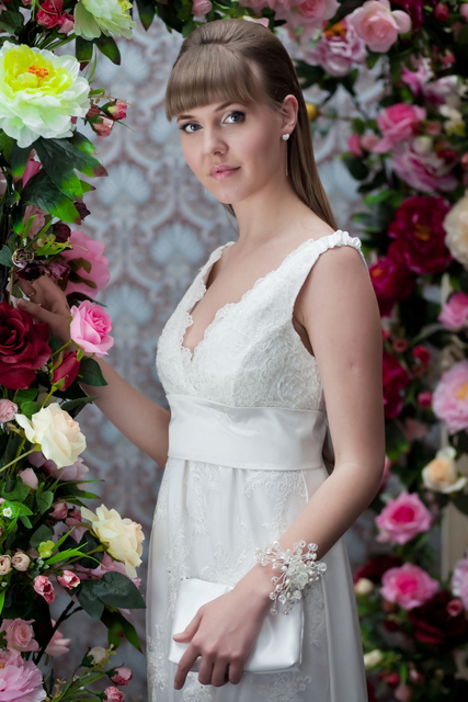 Свадебное платье 099. Силуэт Прямое. Цвет Белый / Молочный. Вид 2