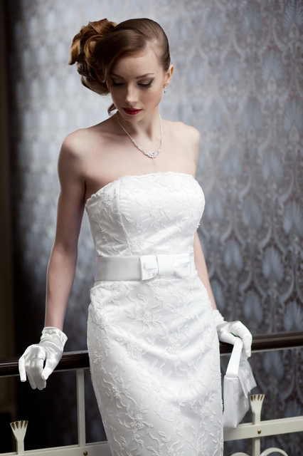 Свадебное платье 126. Силуэт Рыбка. Цвет Белый / Молочный. Вид 2