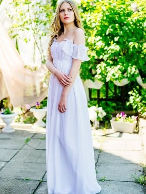 Свадебное платье 199. Силуэт Прямое. Цвет Белый / Молочный. Вид 1