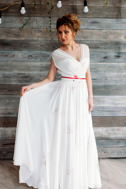 Свадебное платье 205. Силуэт А-силуэт. Цвет Белый / Молочный. Вид 2