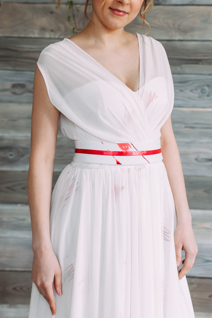 Свадебное платье 205. Силуэт А-силуэт. Цвет Белый / Молочный. Вид 4