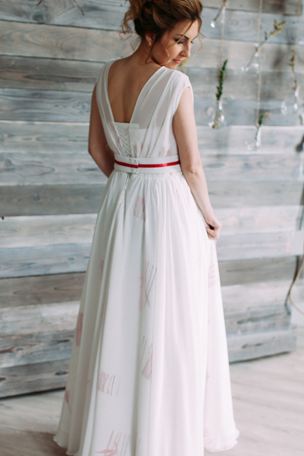 Свадебное платье 205. Силуэт А-силуэт. Цвет Белый / Молочный. Вид 6