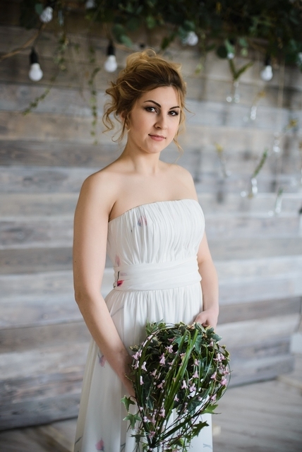 Свадебное платье 206. Силуэт Прямое. Цвет Белый / Молочный. Вид 2