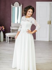 Свадебное платье Деметра. Силуэт Прямое. Цвет Белый / Молочный. Вид 1