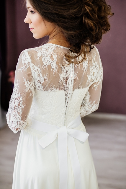 Свадебное платье Деметра. Силуэт Прямое. Цвет Белый / Молочный. Вид 4