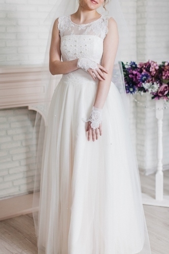 Свадебное платье Перла. Силуэт Прямое. Цвет Белый / Молочный. Вид 5
