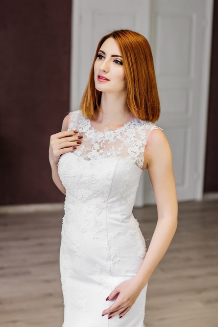 Свадебное платье У-007. Силуэт Рыбка. Цвет Белый / Молочный. Вид 2