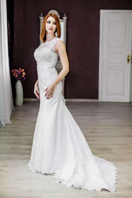 Свадебное платье У-007. Силуэт Рыбка. Цвет Белый / Молочный. Вид 3