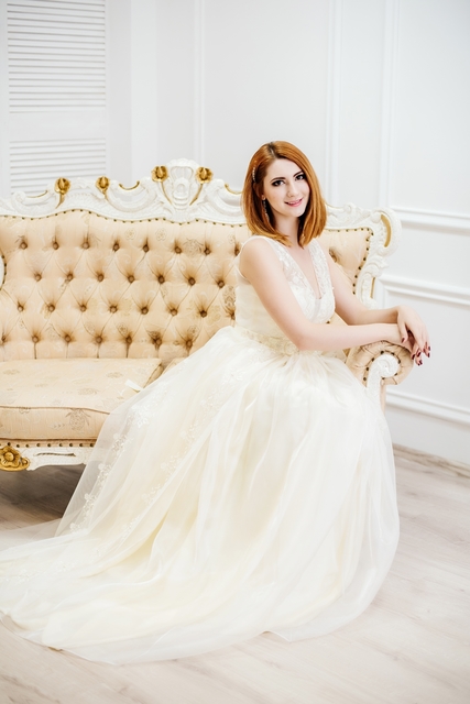 Свадебное платье Элиен. Силуэт А-силуэт. Цвет Белый / Молочный, Золото. Вид 5