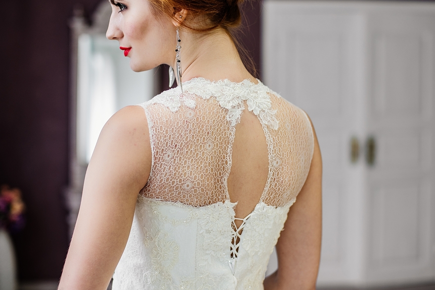 Свадебное платье Элизавет. Силуэт А-силуэт. Цвет Белый / Молочный. Вид 6