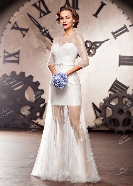 Свадебное платье tb-0247. Силуэт Прямое. Цвет Белый / Молочный. Вид 1