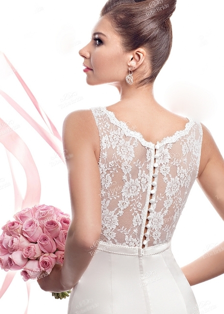 Свадебное платье tb-0315. Силуэт Прямое. Цвет Белый / Молочный. Вид 2