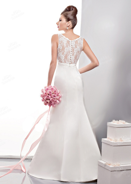 Свадебное платье tb-0315. Силуэт Прямое. Цвет Белый / Молочный. Вид 3