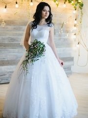 Свадебное платье U-1030315. Силуэт А-силуэт. Цвет Белый / Молочный. Вид 1