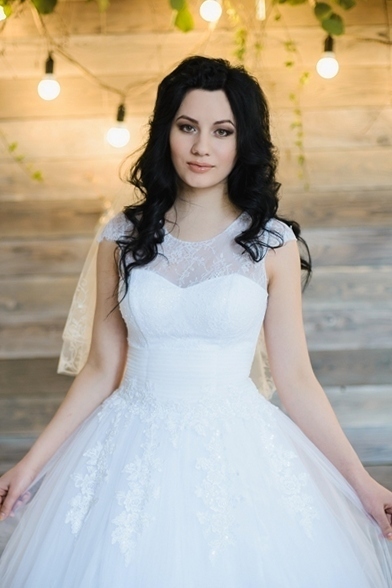 Свадебное платье U-1030315. Силуэт А-силуэт. Цвет Белый / Молочный. Вид 4