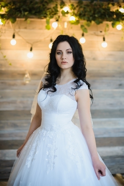 Свадебное платье U-1030315. Силуэт А-силуэт. Цвет Белый / Молочный. Вид 6