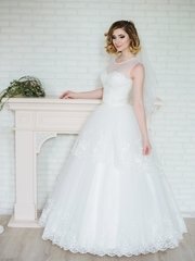 Свадебные платья U-2030315. Силуэт А-силуэт. Цвет Белый / Молочный. Вид 1