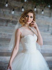 Свадебные платья U-2030315. Силуэт А-силуэт. Цвет Белый / Молочный. Вид 2