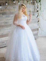 Свадебное платье U-3030315. Силуэт А-силуэт. Цвет Белый / Молочный. Вид 1