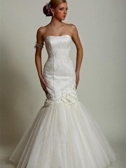 Свадебное платье V-0212. Силуэт Рыбка. Цвет Белый / Молочный. Вид 1