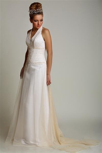 Свадебное платье V-0312. Силуэт Прямое. Цвет Белый / Молочный. Вид 1